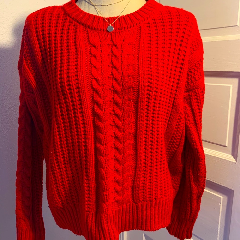 Red Chunky knit sweater
